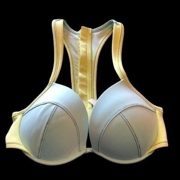 Other - Pale yellow and blue underwire sports t-back bra and zipper closure size 34D‎